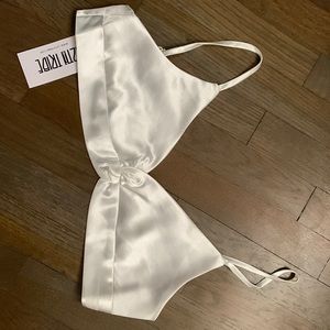 12th tribe white satin bra